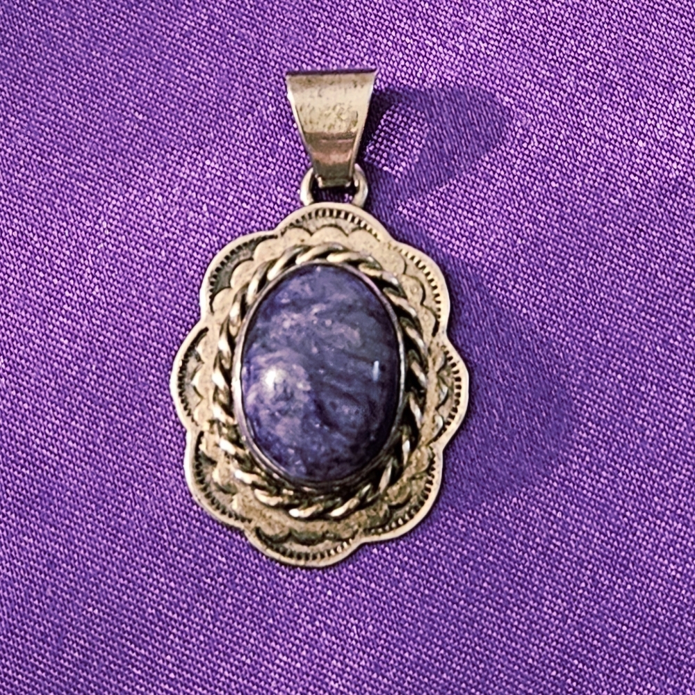 VTG Designer Collectible 1994 Carol Felley Charoite Pendant Hallmarked 925 SS